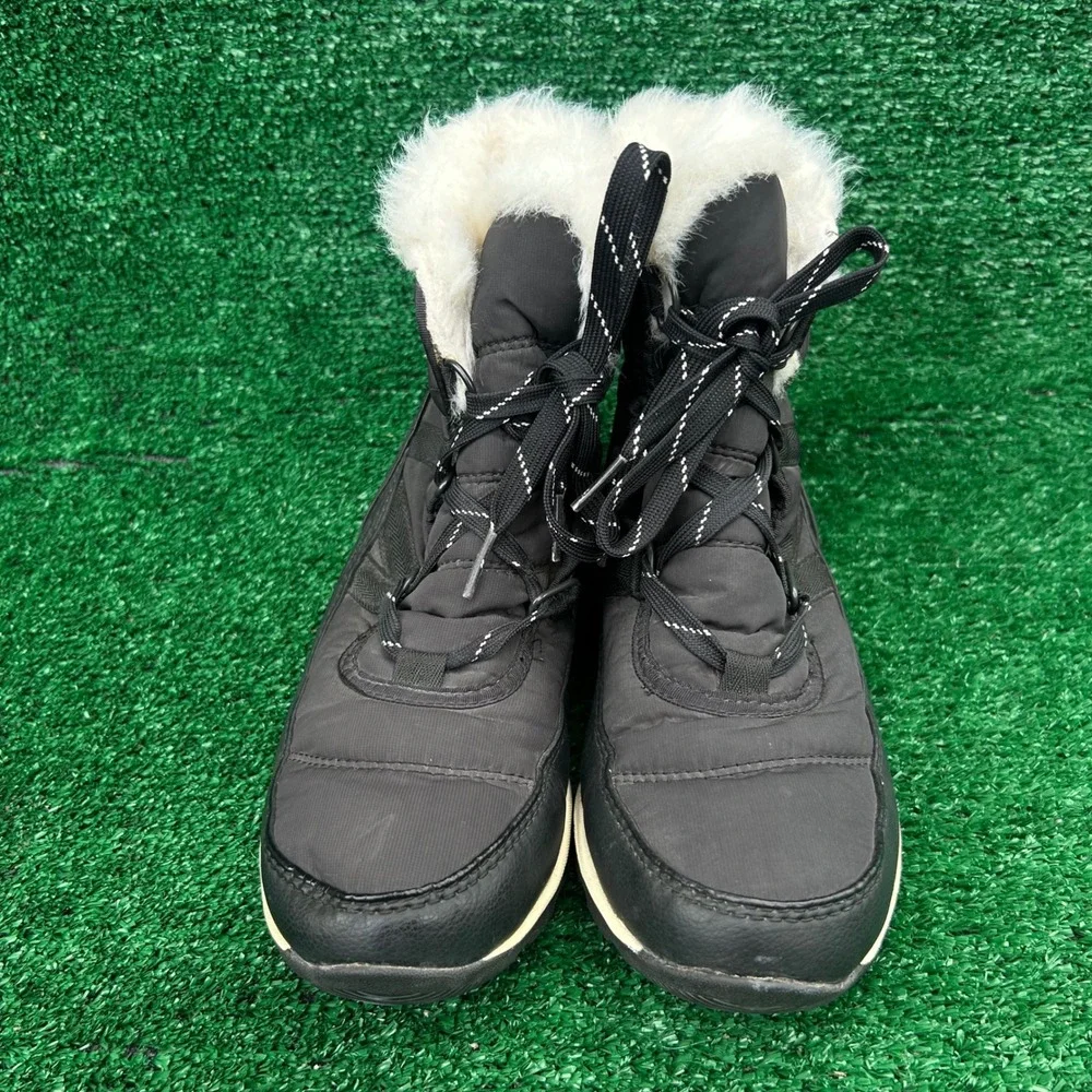 Sorel Whitney Short Waterproof Winter Boots Black Faux Fur NL2776-010 Womens 7.5
